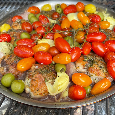 RED WINE CHICKEN PROVENCAL WITH OLIVES AND TOMATOES