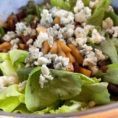 WARM CHESTNUT-APPLE SALAD WITH BLUE CHEESE
