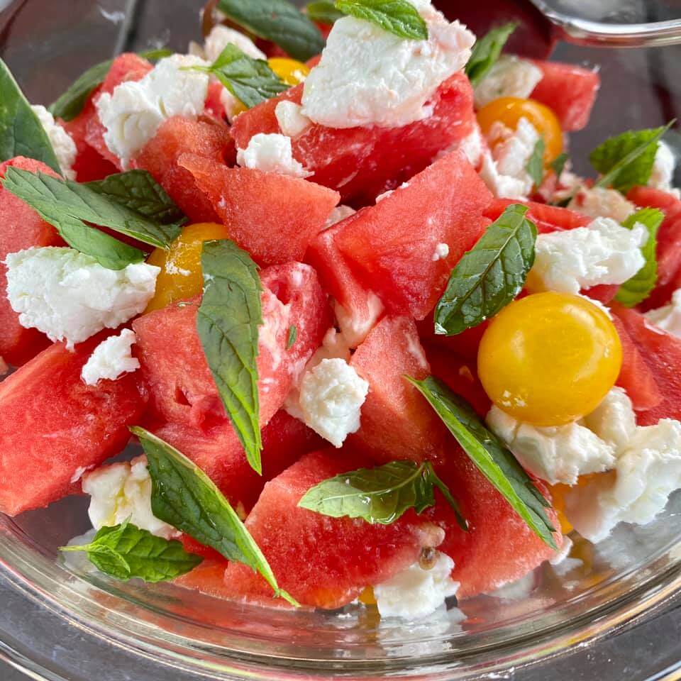 WATERMELON, GOAT CHEESE, AND MINT SALAD – Dads That Cook