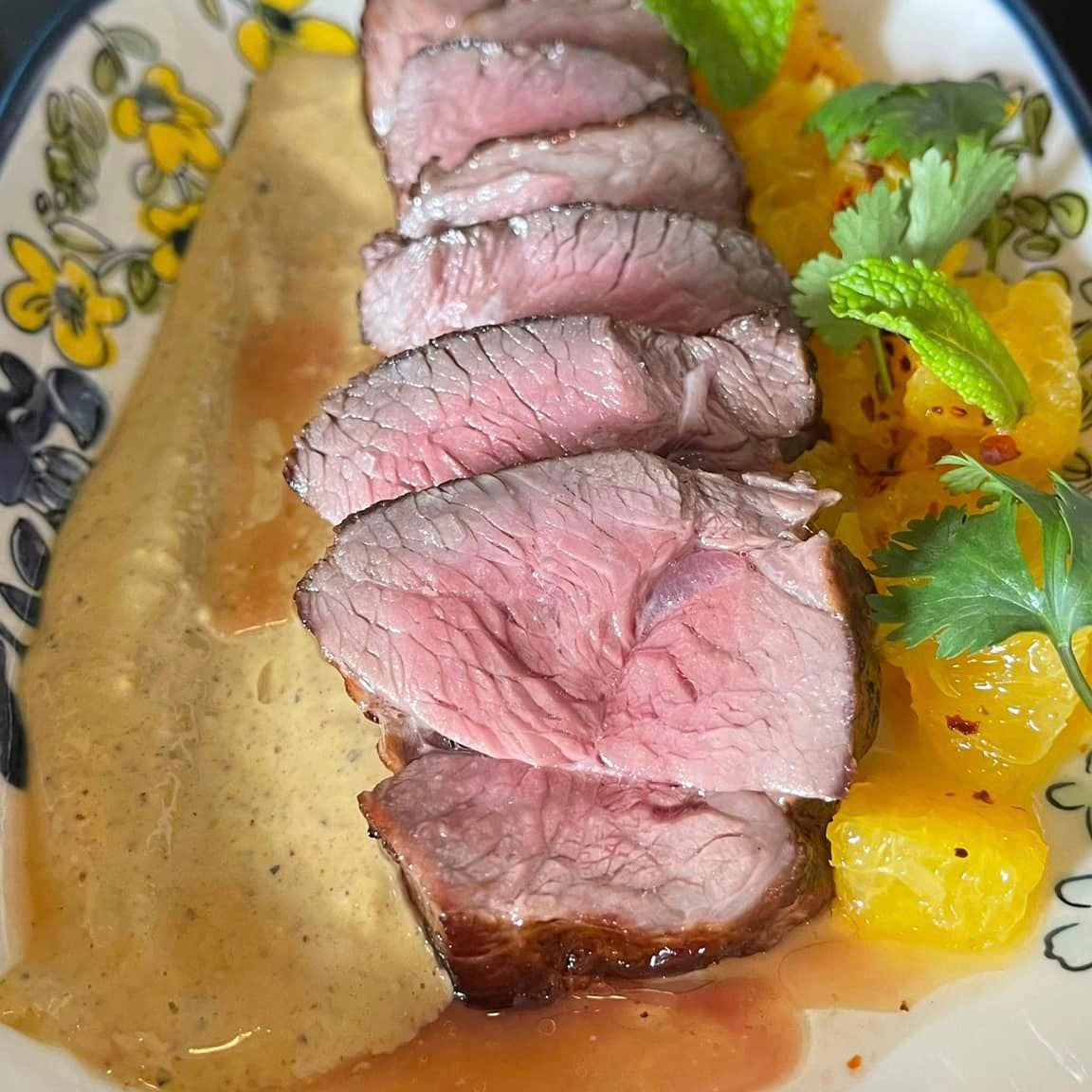 ROASTED LAMB WITH PISTACHIO-YOGURT SAUCE