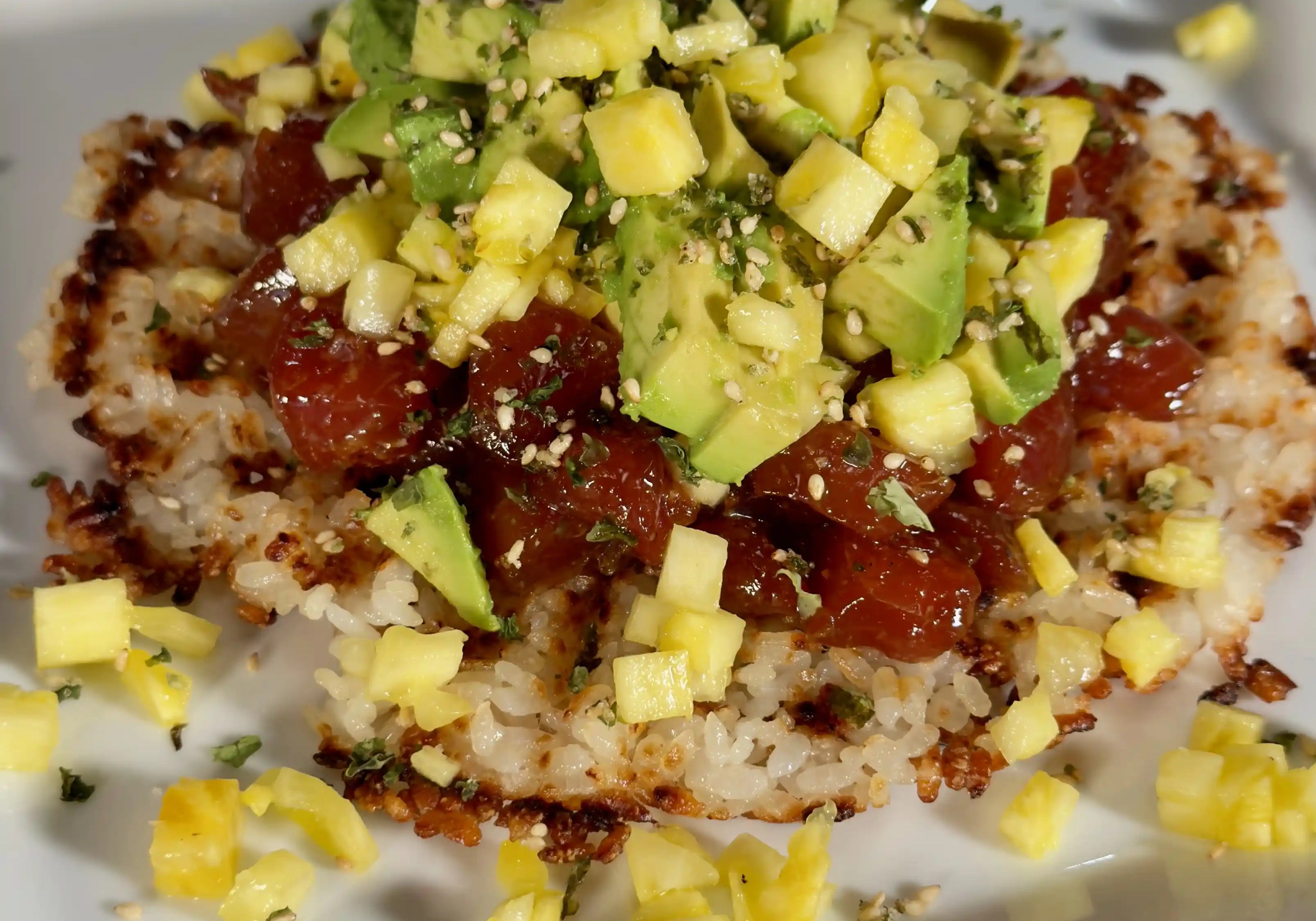 Crispy Rice Ahi with Pineapple & Avocado