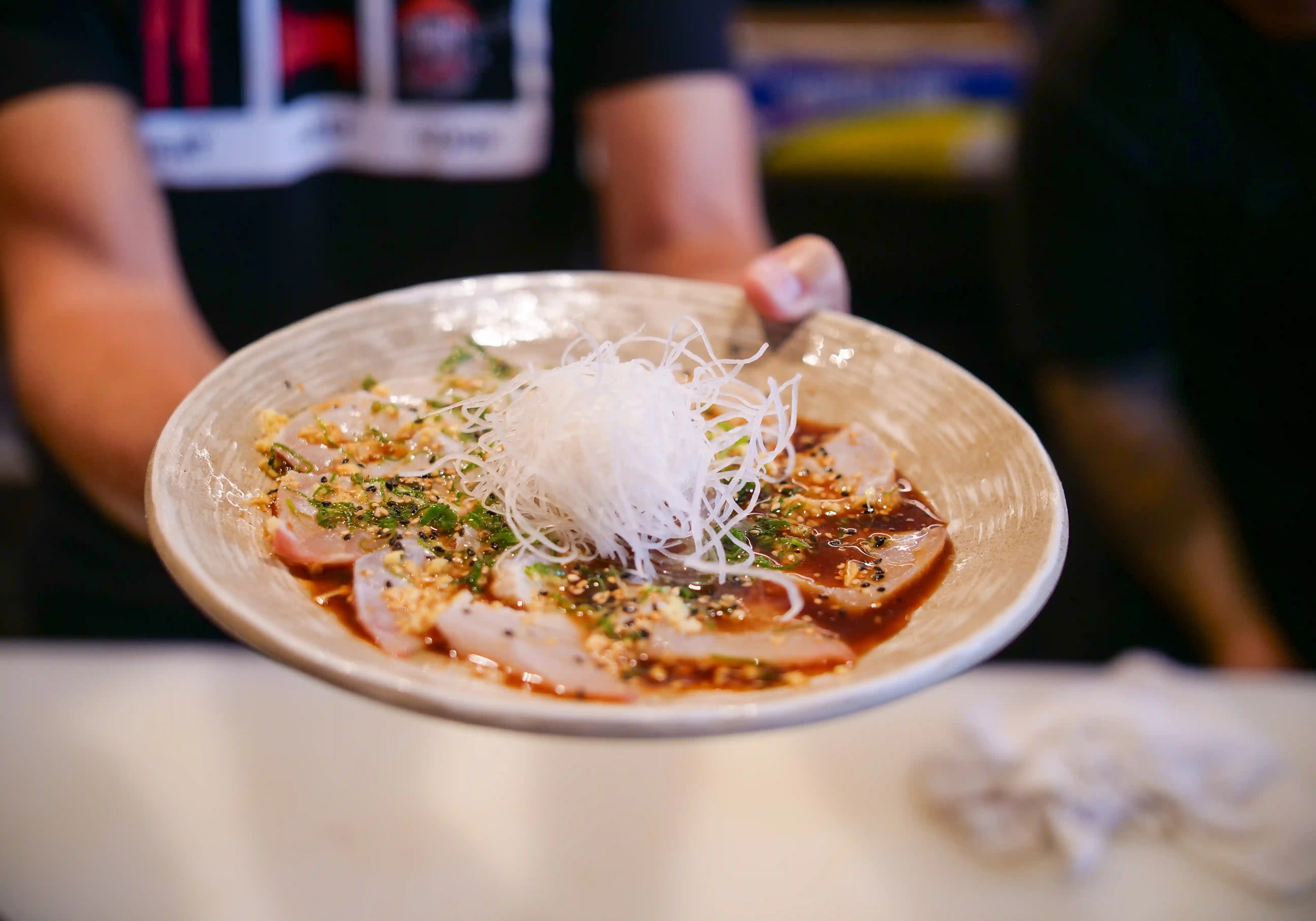 FIRECRACKER ROLL, SEARED CARPACCIO & ROCK SHRIMP TEMPURA