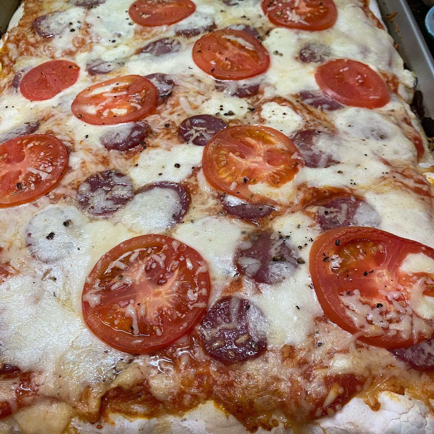 SALAMI, BURRATA, ROASTED MARINARA PIZZA