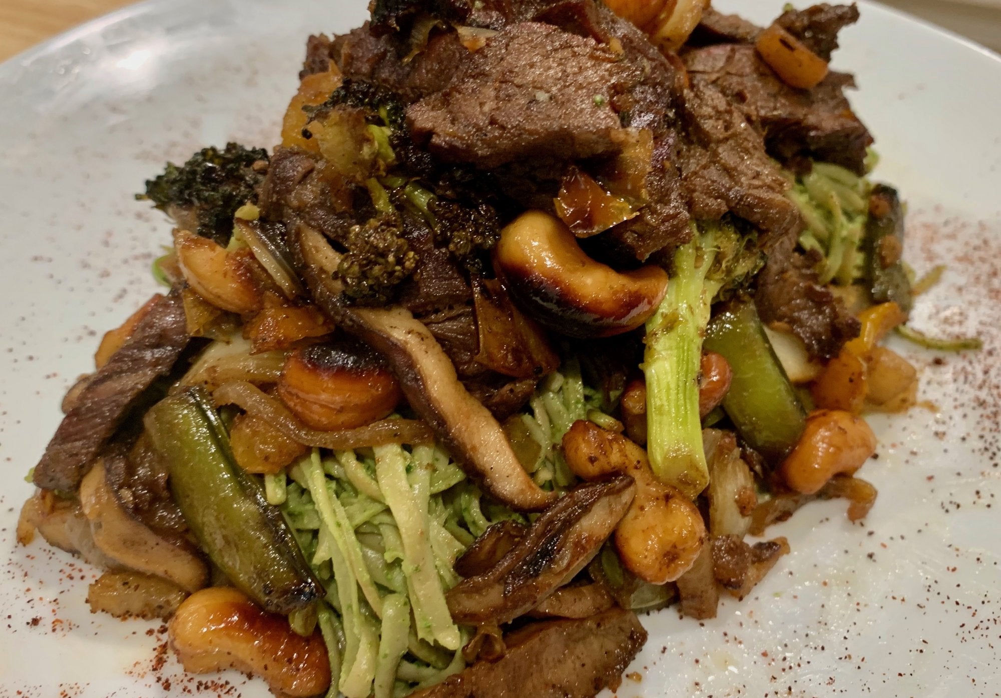 AIR FRYER - SKIRT STEAK STIR FRY WITH PESTO PASTA