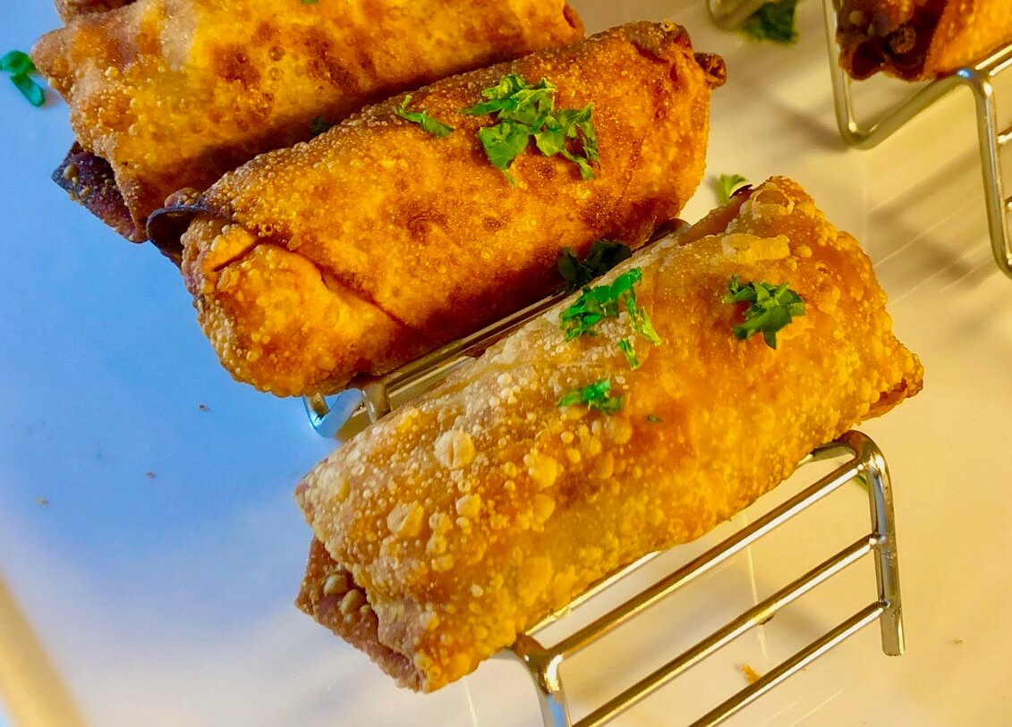 BACON MAC N' CHEESE AVOCADO EGG ROLLS