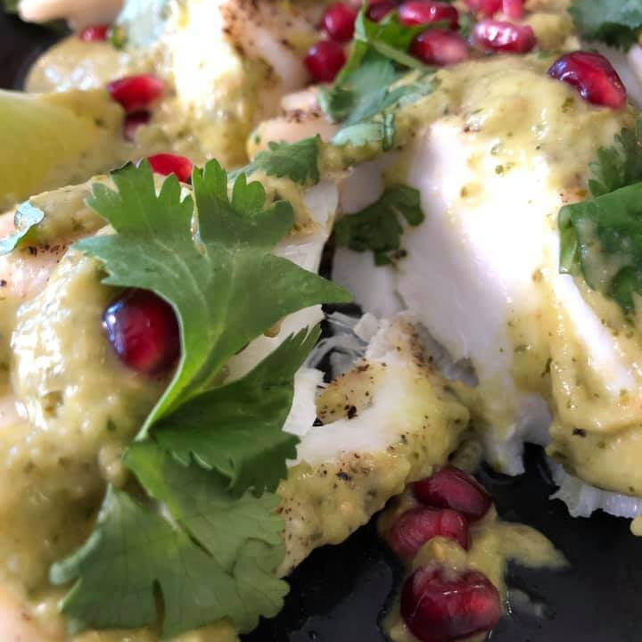 BAKED COD WITH AVOCADO SALSA VERDE