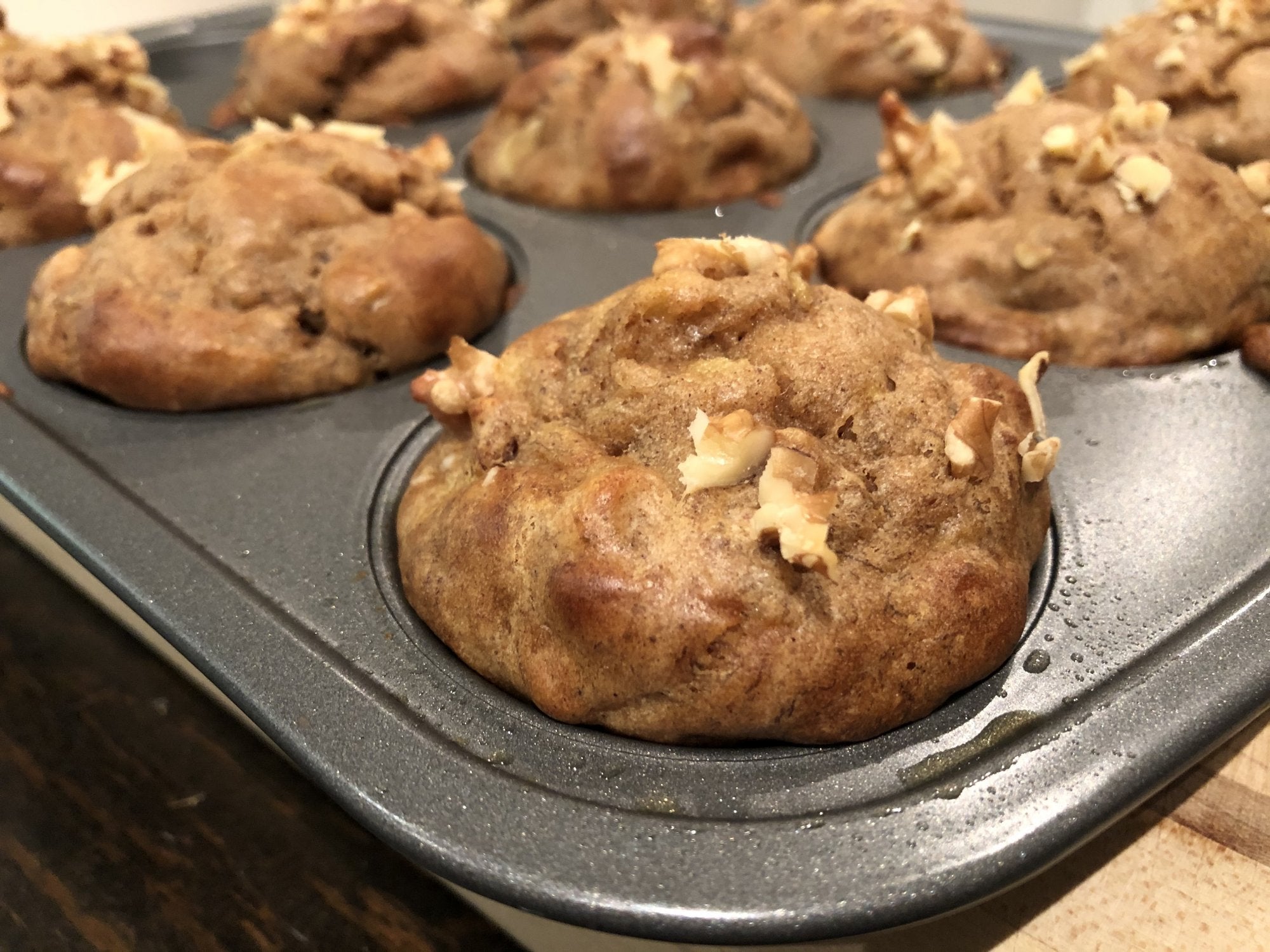 GLUTEN FREE BANANA PEANUT BUTTER WALNUT MUFFINS