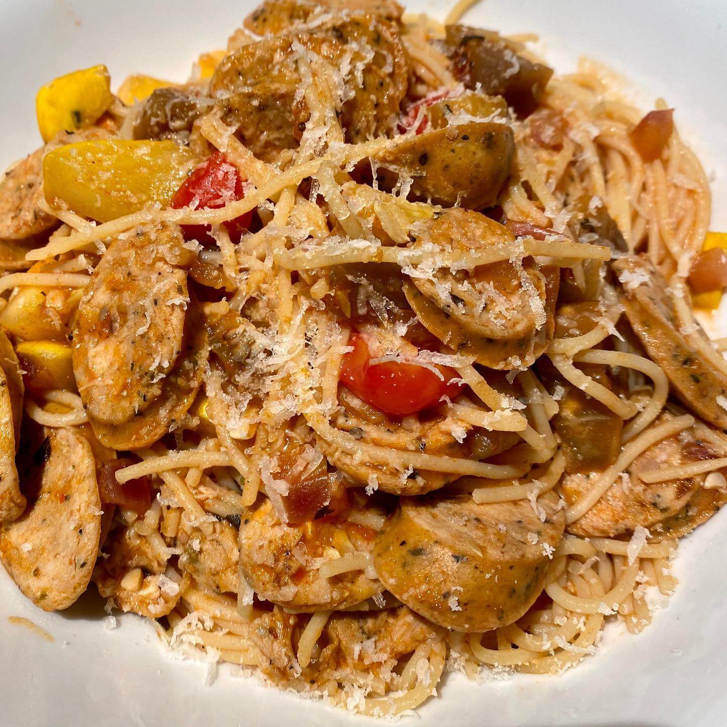CHICKEN SAUSAGE SPAGHETTI