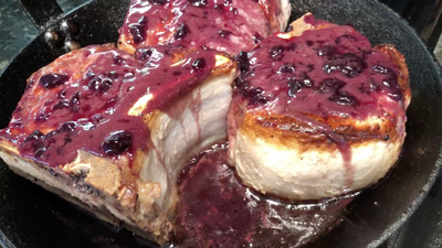 DOUBLE CUT PORK CHOP WITH MARIONBERRY SAUCE