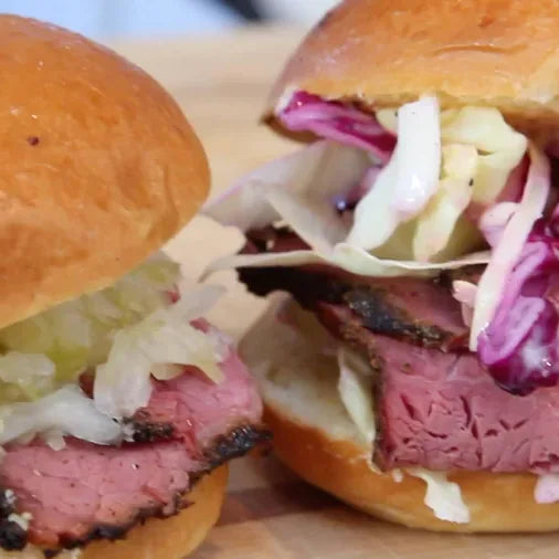 SMOKED CORNED BEEF SANDWICHES WITH COLESLAW