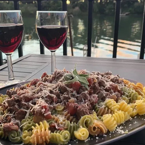 WILD BOAR PASTA WITH RED WINE SAUCE