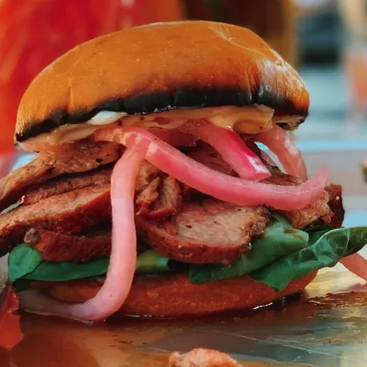 REVERSE SEARED TRI TIP SANDWICHES WITH PICKLED RED ONIONS