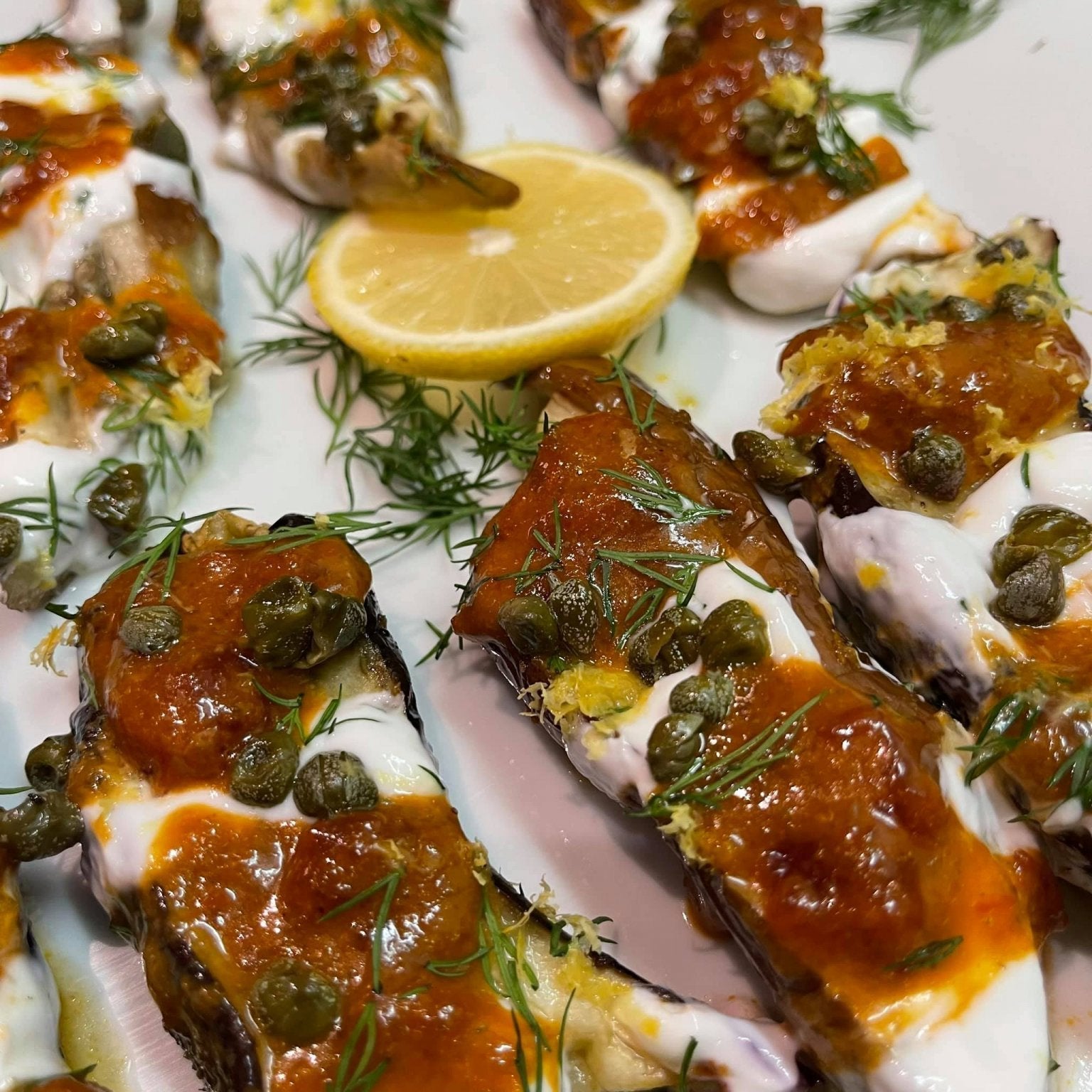 BAKED EGGPLANT WITH FRIED CAPERS