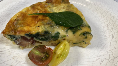 CHEDDAR CHEESE FRITTATA WITH BACON, SPINACH, AND TOMATO