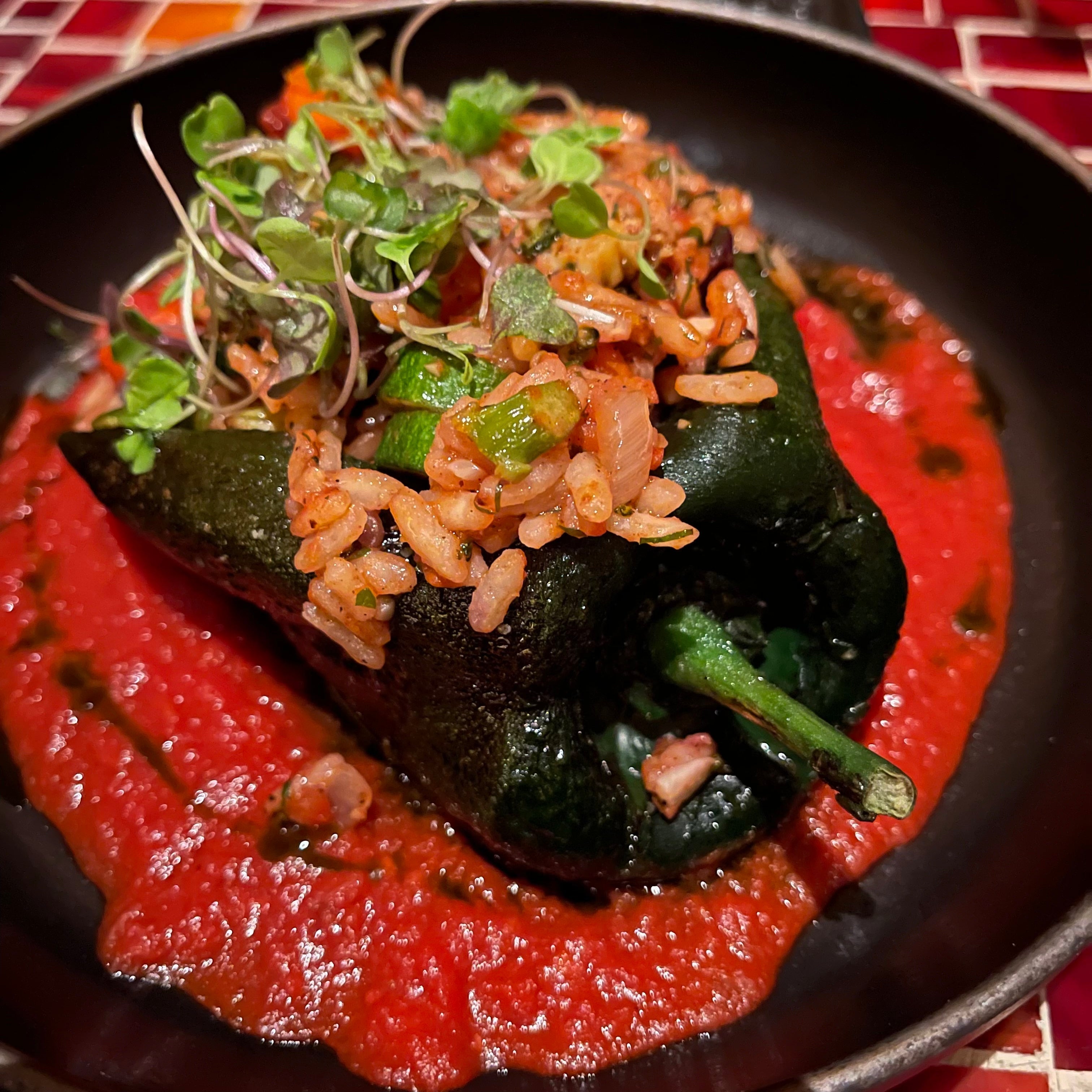 CHILE RELLENOS STUFFED WITH RISOTTO