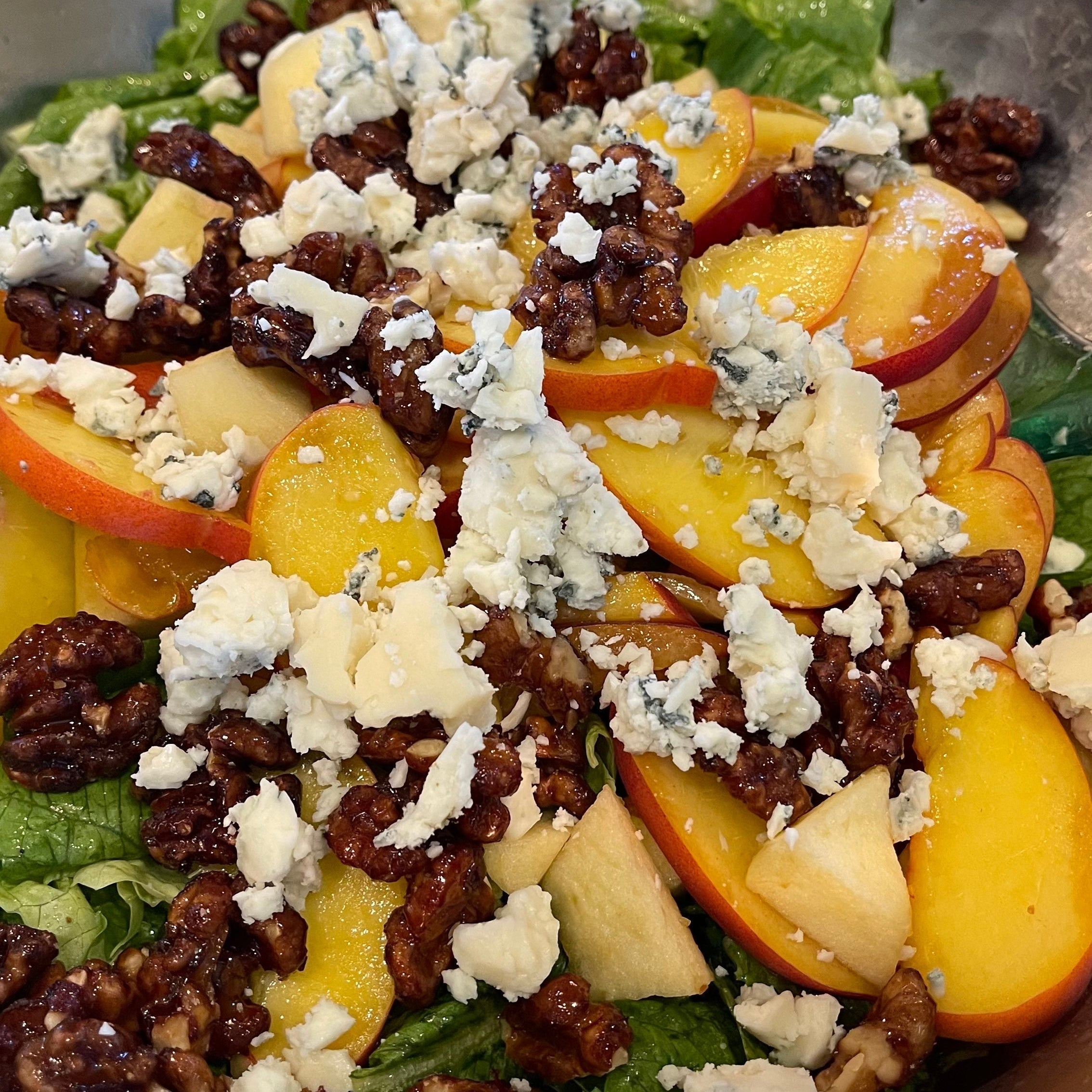 PEACH & APPLE SALAD WITH CANDIED WALNUTS