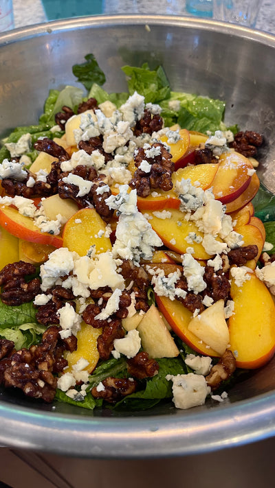 PEACH & APPLE SALAD WITH CANDIED WALNUTS