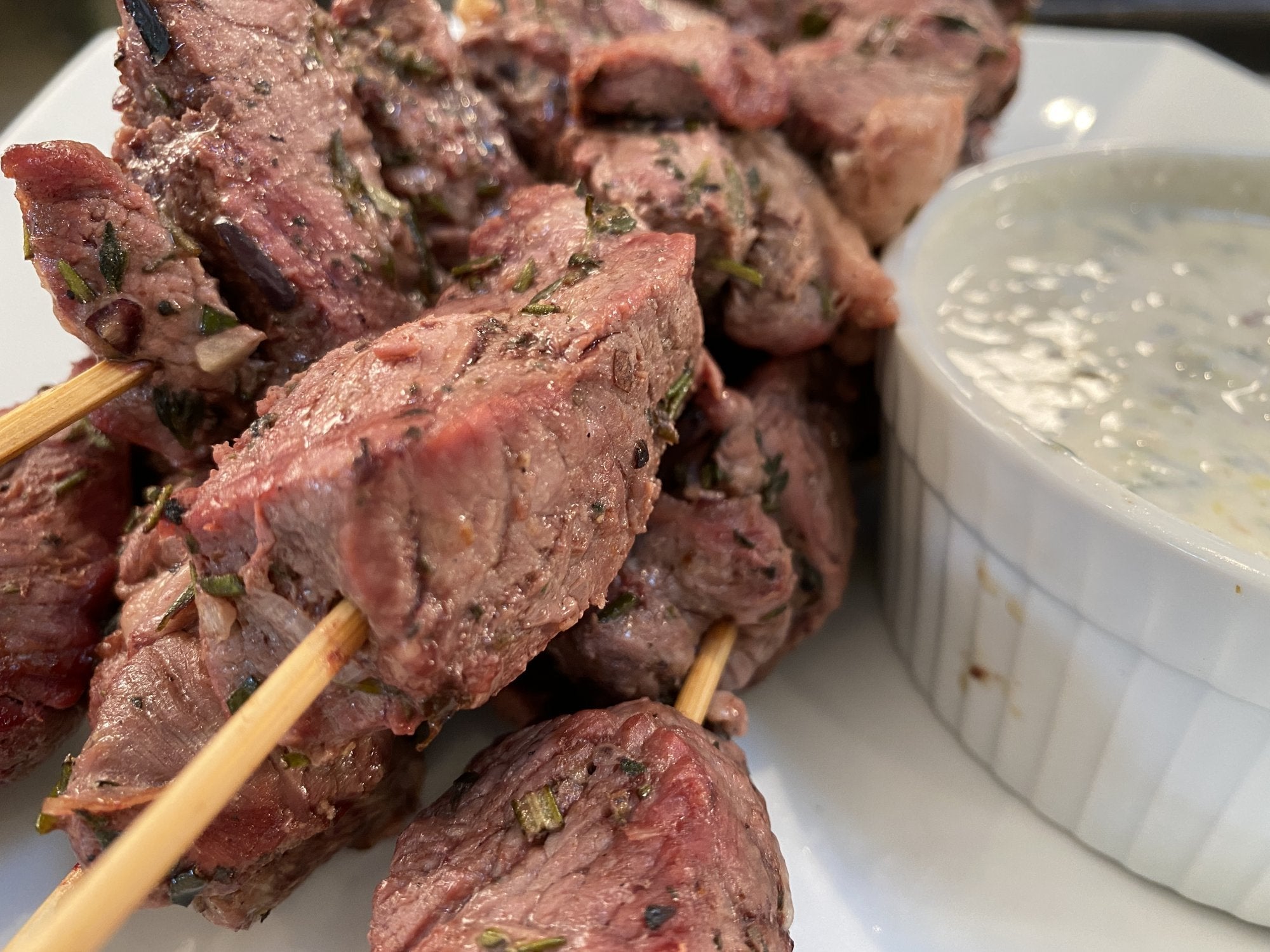 LAMB KEBABS WITH PARMESAN YOGURT SAUCE
