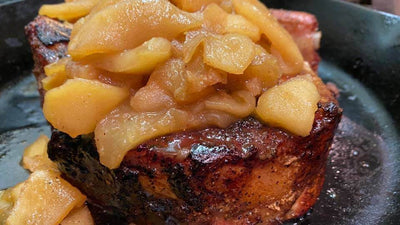 DOUBLE CUT PORK CHOPS WITH APPLE BRANDY COMPOTE