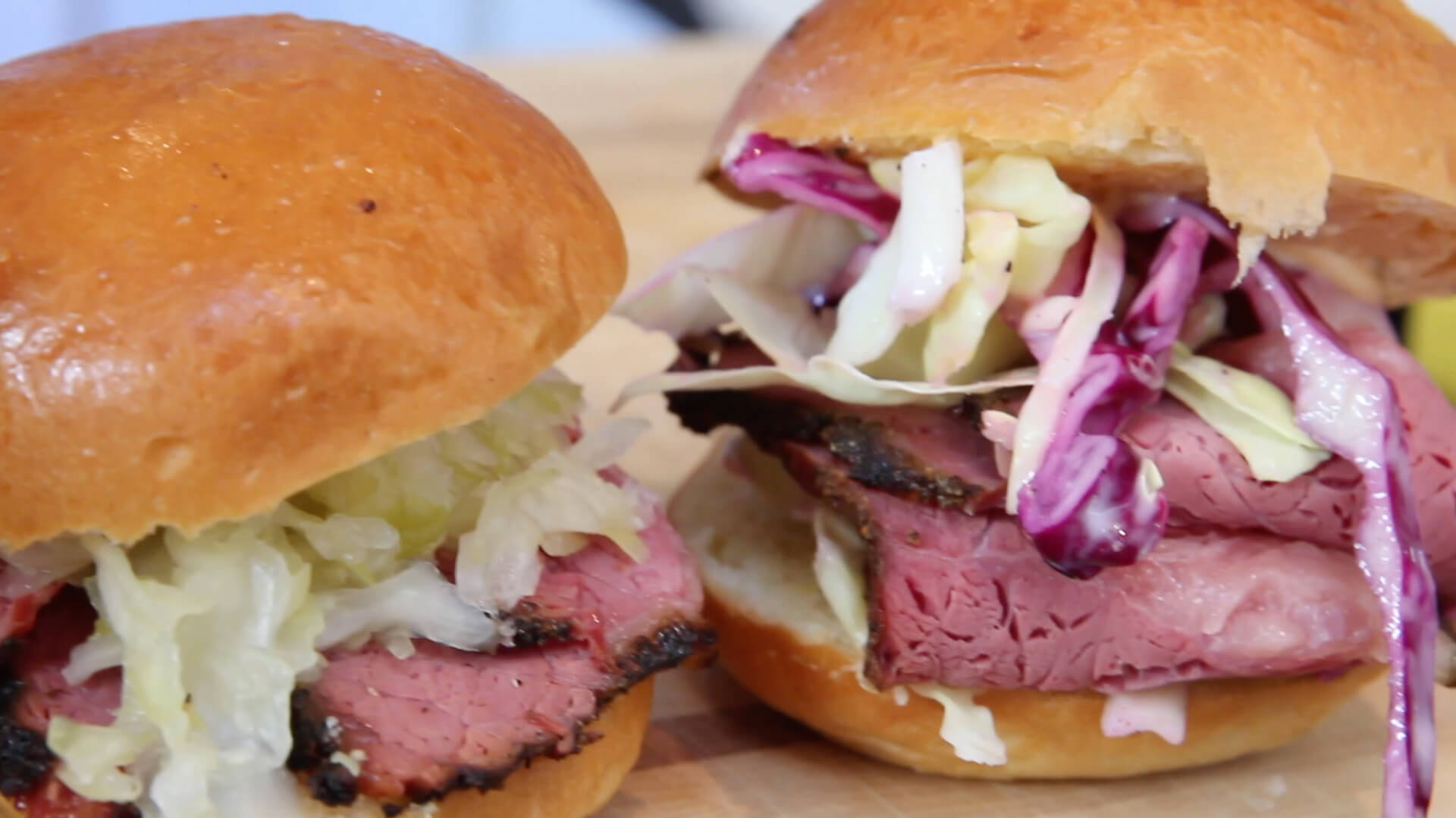 SMOKED CORNED BEEF SANDWICHES WITH COLESLAW