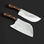Dads That Cook chef knife and cleaver blade detail