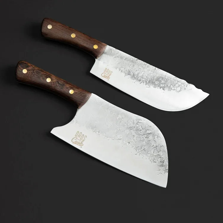 Dads That Cook chef knife and cleaver blade detail